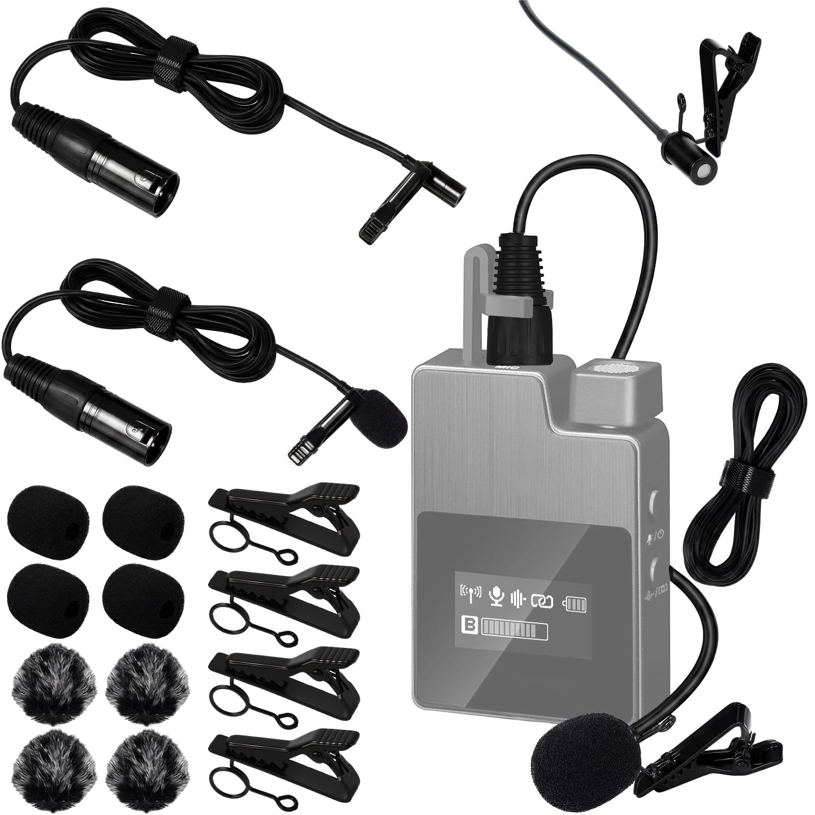 Amazon.com: Tellegloww 4 Pack 3-pin XLR Lavalier Microphone Kit
